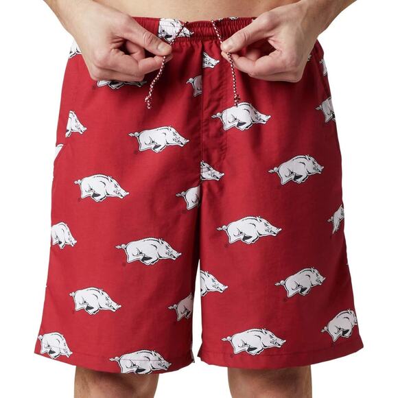 NWT Columbia Collegiate PFG Arkansas Razorbacks Backcast II Printed Shorts Sz S - Picture 1 of 6